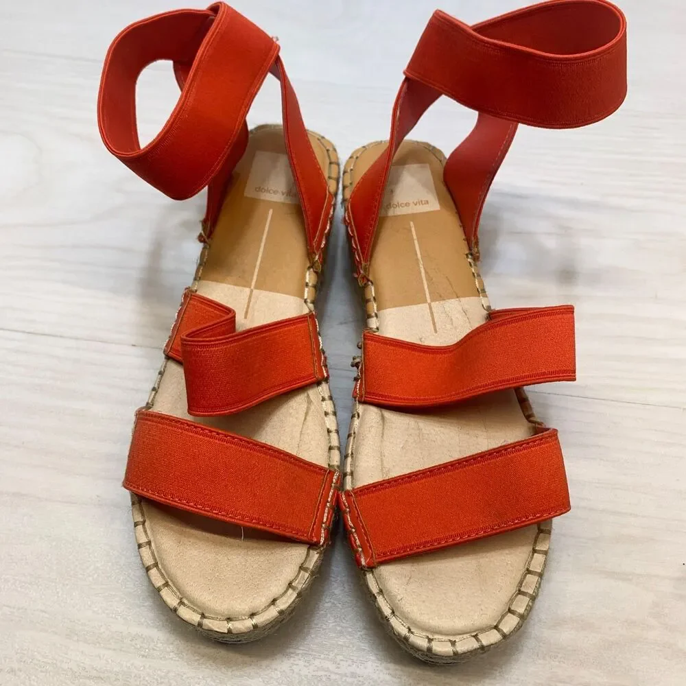 Dolce Vita Women’s Lury Orange Elastic Platform‎ Espadrilles Sandals Size 8.5